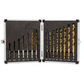 Drill America 15 Piece Cobalt Stepped Point Drill Bit Set with Quick Change Hex Shank (1/16" - 1/2" x 1/32")