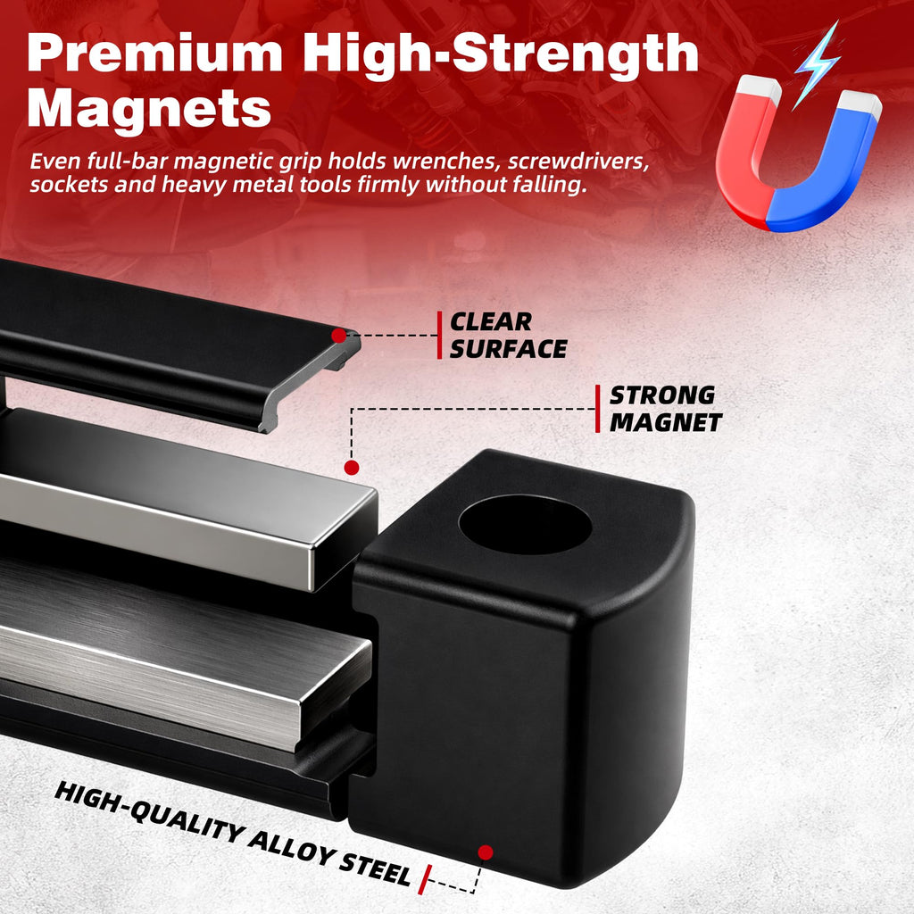 TOOLEAGUE 12" Double Sided Magnetic Tool Holder, Magnetic Tool Bar, 110LB