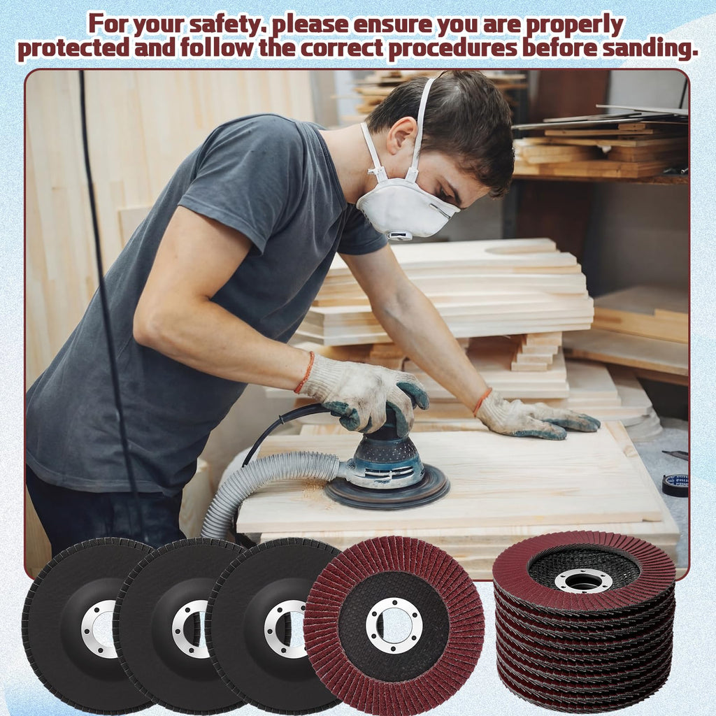 Landhoow 40 Pack Flap Discs 4 1/2 Inch for Angle Grinder 4.5 x 7/8 Inch Aluminum Oxide Sanding Grinding Wheels Grinding Discs Abrasives Flapper Wheel for Wood Metal Sanding (40,60,80,120 Grit)
