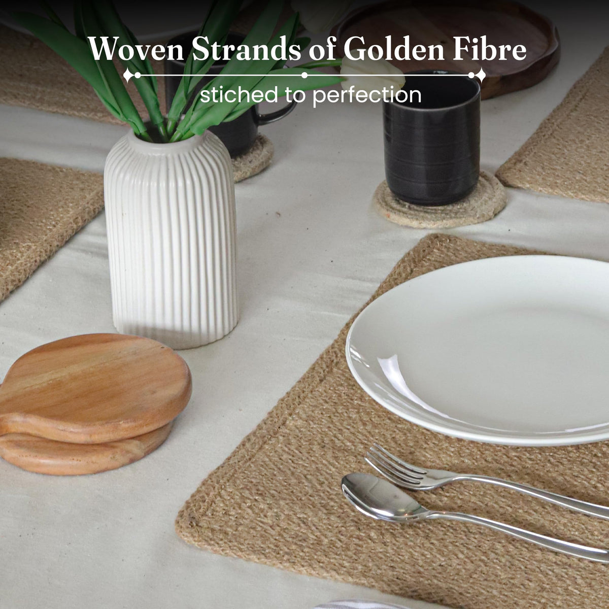 Natural Jute Placemats Burlap Woven Place mats Set of 6, 18x12