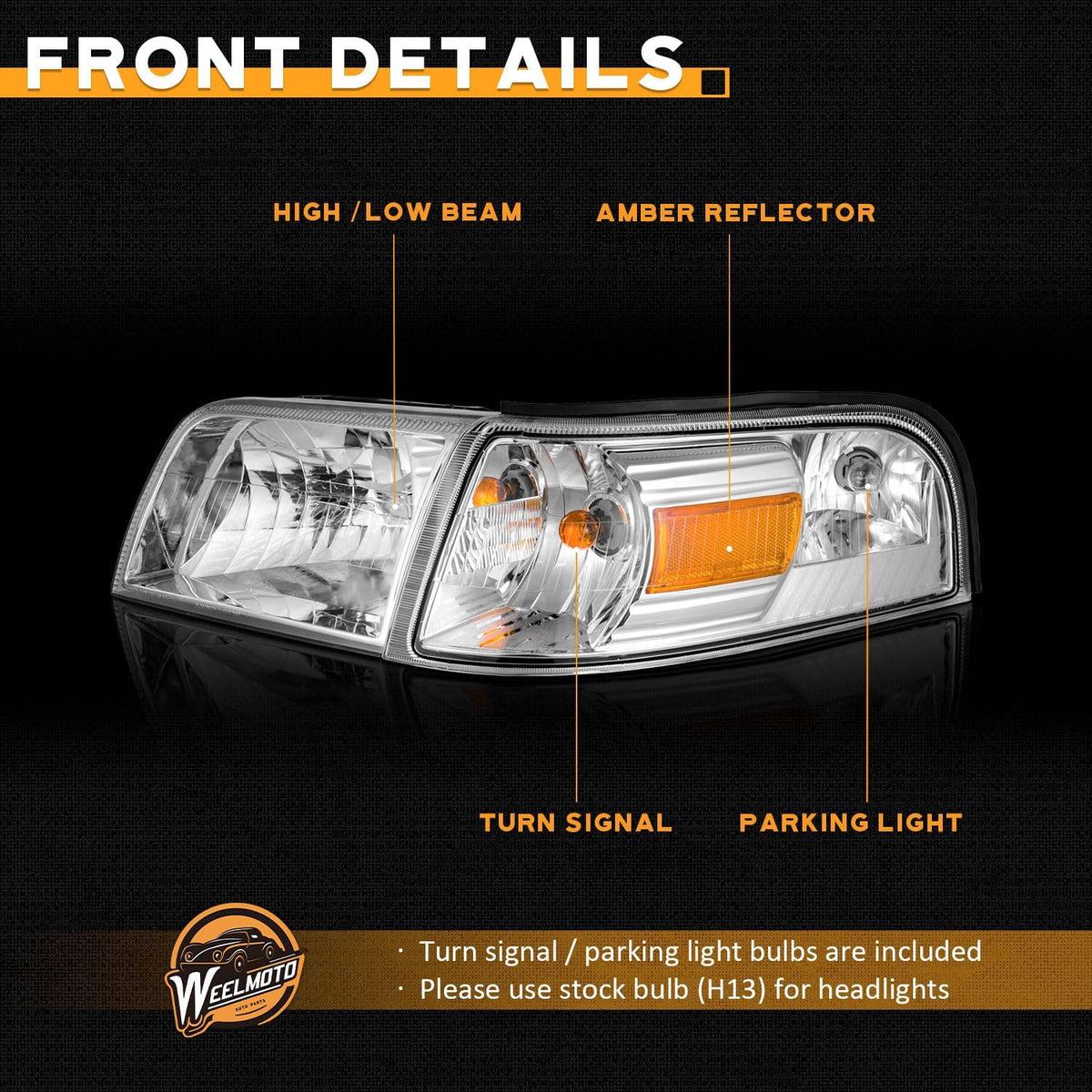 WEELMOTO Headlights Assembly for 06-11 Mercury Grand Marquis