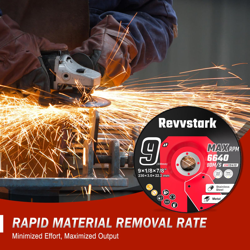Revvstark 10 Pack 9 Inch Grinding Wheels for General Purpose Metal