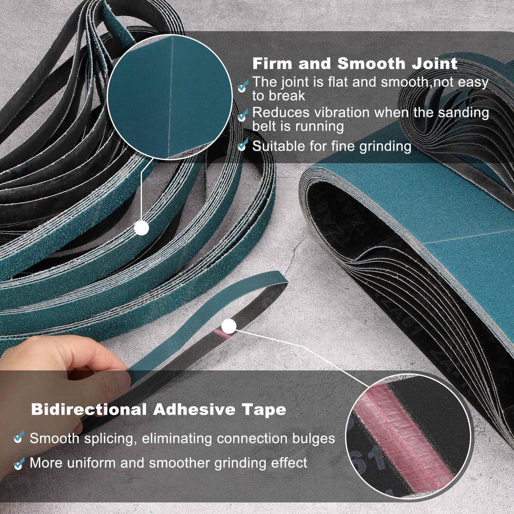 HARFINGTON 1/2 x 18 Inch Sanding Belts 120 Grit Zirconia 32 Pcs
