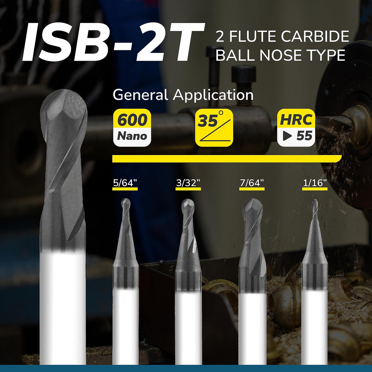 SPEED TIGER Micrograin Carbide Ball Nose End Mill - 2 Flute - ISB5/16 2T (1 Piece, 5/16") - for Milling Alloy Steels, Hardened Steel, Metal – Mill Bits Sets for DIYers & Professionals