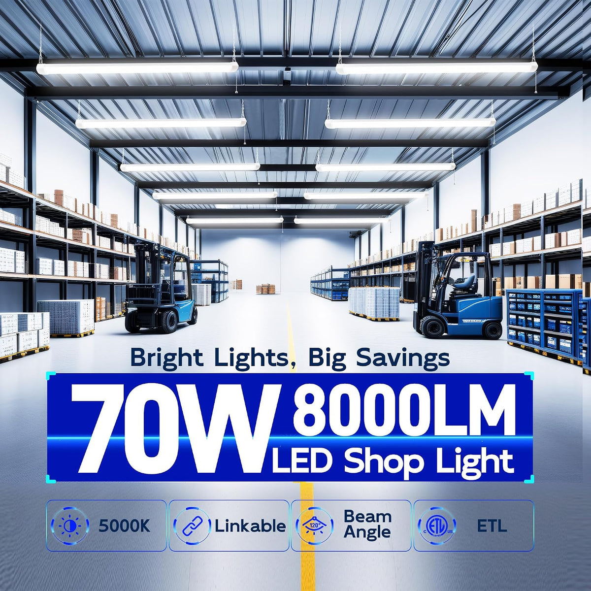 hykolity 4FT 70W LED Shop Light Linkable, 8000LM(300w Equivalent)