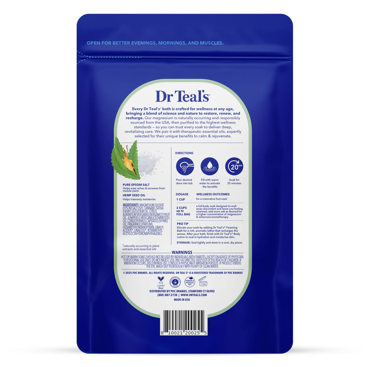 Pure Epsom Salt, Cannabis Sativa Hemp Seed Oil, 3 lb (Pack of 4)