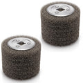 Tudomro 2-Pack Stainless Steel Wire Brush Drum Surface Conditioning Tool, 4.7" x 4" Drawing Wheel for Wood Texturing Rust Removal Metal Polishing Grinding 3/4 Quad Keyway Abrasive Burnishing Wheel