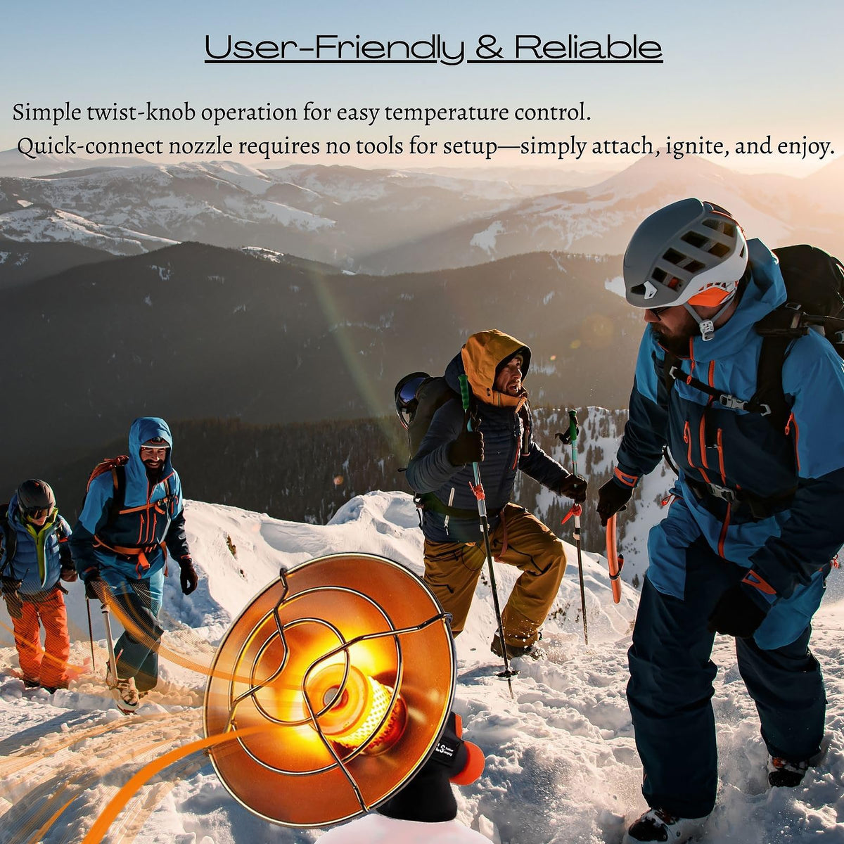 Camping Heating Mini Outdoor Butane Heater Electronic Ignition Propane Heater for Golf Cart, Garage, Camping, Picnic