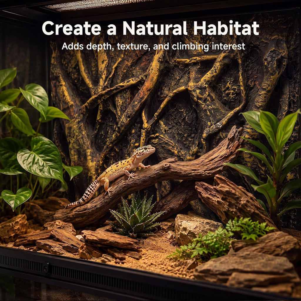 3D Reptile Tank Background 23.6x17.7 Bamboo Root Lizard Terrarium