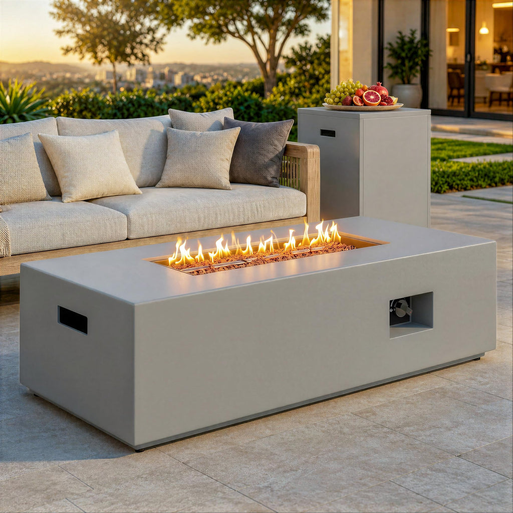 43" Propane Fire Pit Table for Outside Patio, Grey