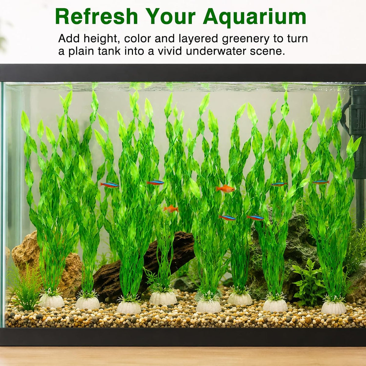 Artificial Seaweed Aquarium Plants, Plastic Fake Fish Tank Decorations