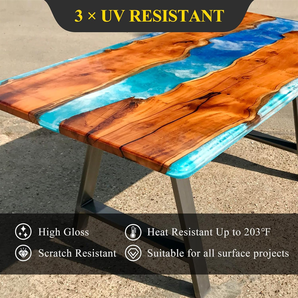 2 Gal 3X UV Resistant Crystal Clear Epoxy Resin Kit, 1:1 High Gloss | Non-Yellowing Formula, Bubble-Free