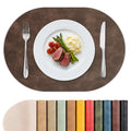 Vinyl Faux Leather Oval Placemats, Set of 6, Coffee