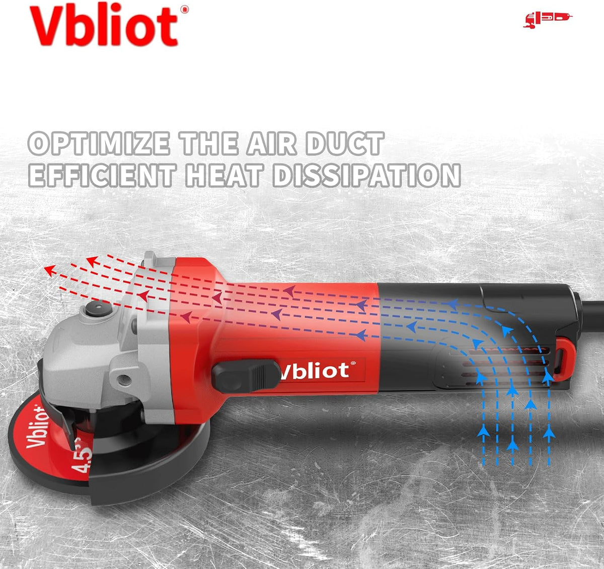 Angle Grinder Tool,6.5-Amp 4-1/2 Inch Electric Grinder with Ergonomic Sideslip Switch for Metal Cutting Grinding