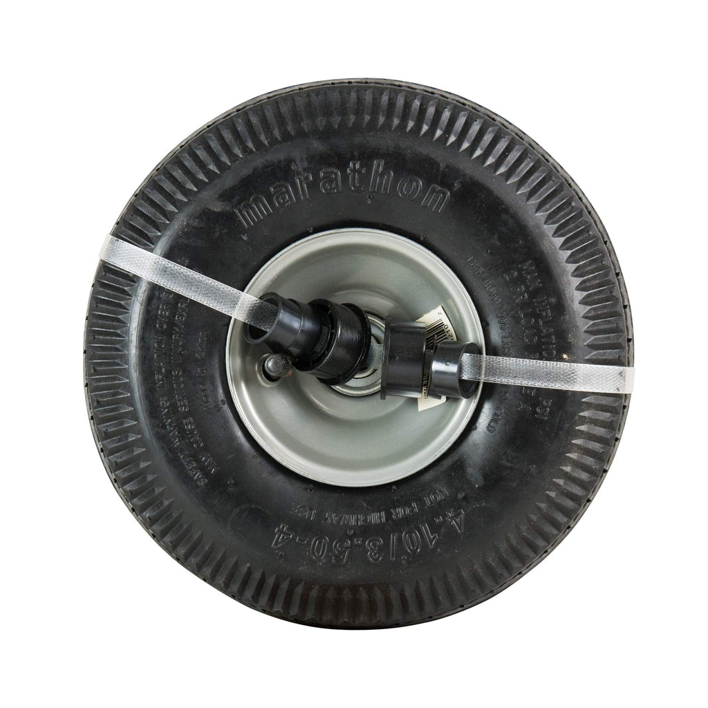 Universal Fit 4.10/3.50-4 Air Filled Hand Truck/Utility Tire, 5/8" Bearings,2.25" Offset to 4" Hub, Adapter Kit Included