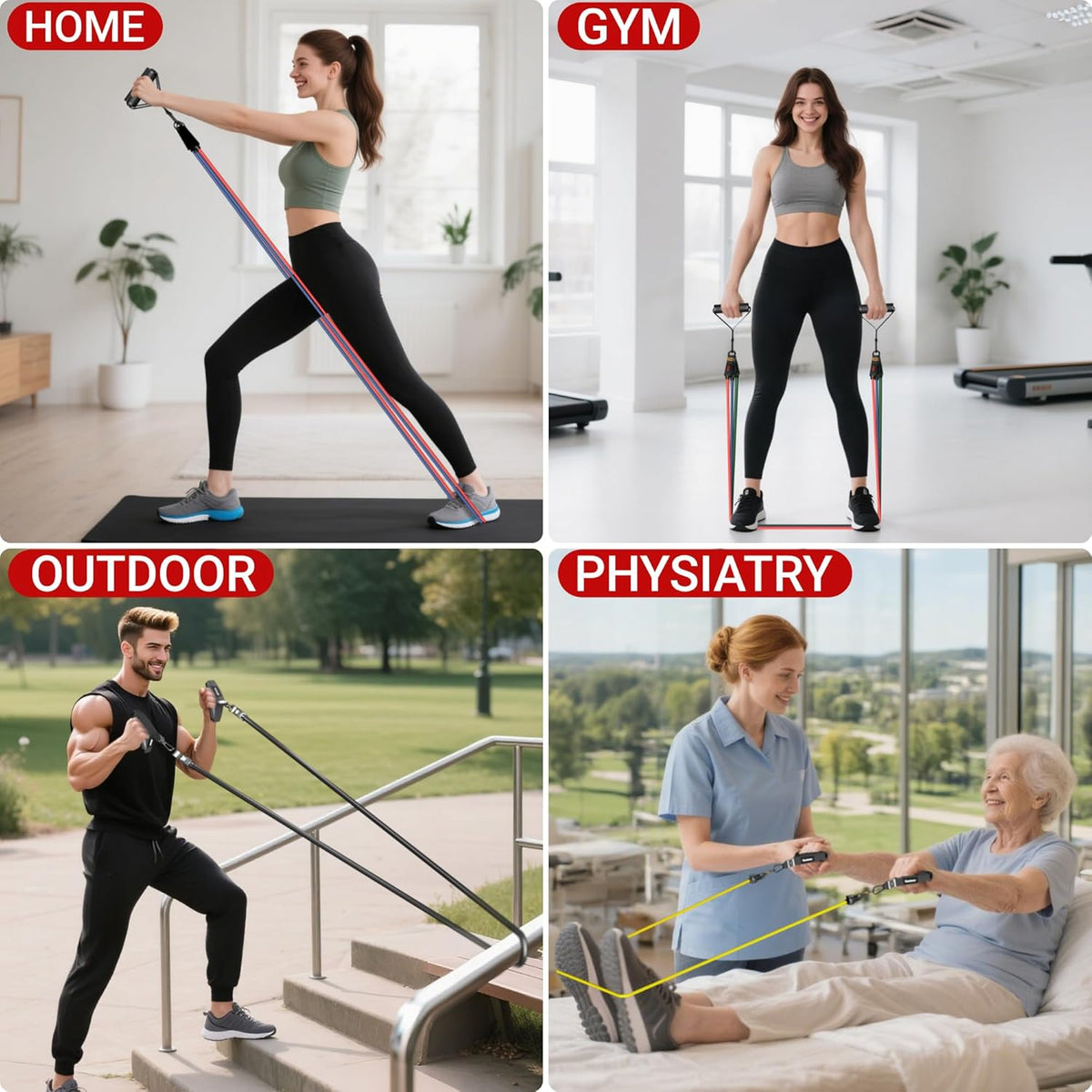 Resistance Bands, Exercise Bands for Working Out, Work Out Bands with Handles for Men and Women for Indoor and