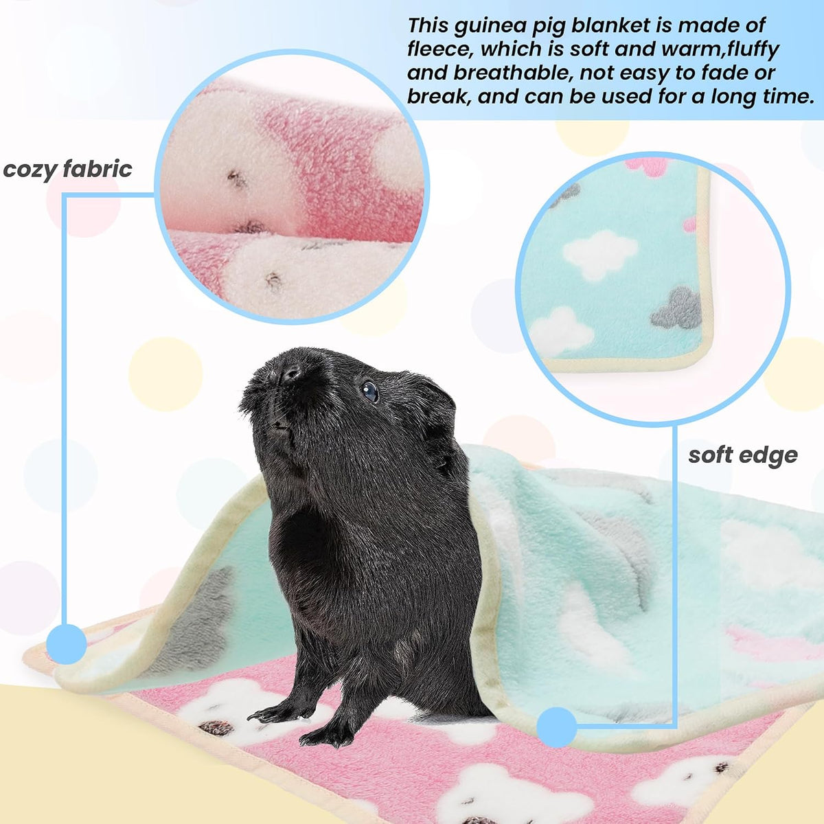 Guinea Pig Bedding Blankets, 6 Pack Soft Fleece Pet Cage Liner