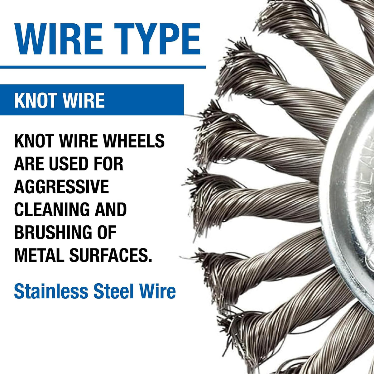 Mercer Industries 186520B - 4" x 1/2" x 5/8"-11 Knot Wire Wheel, .020 Stainless Steel Wire