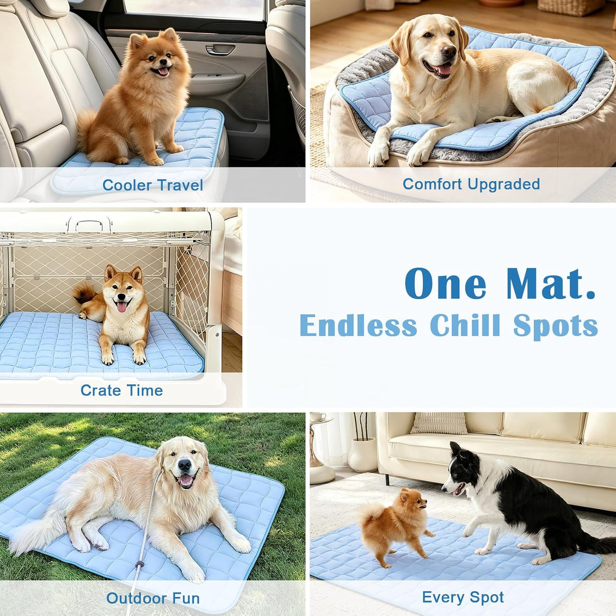 Cooling Mat for Dogs, X-Large Dog Cooling Pad, 44"x32", Blue