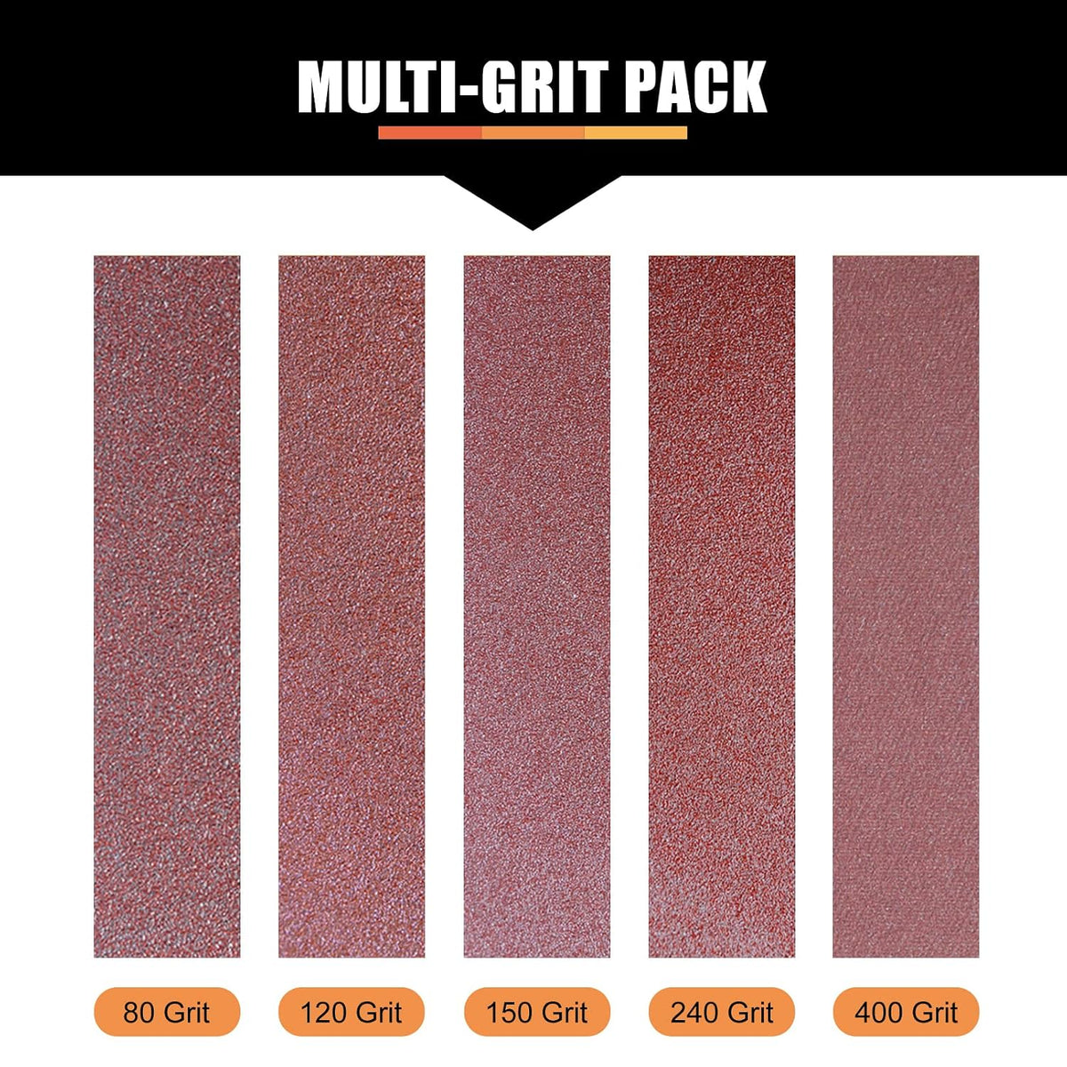 6 x 48 Inch Aluminum Oxide Sanding Belt, 15PCs Sanding Belt Set, 3 of Each 80/120/150/240/400 Assorted Grit, Abrasive Belts for Belt Sanders