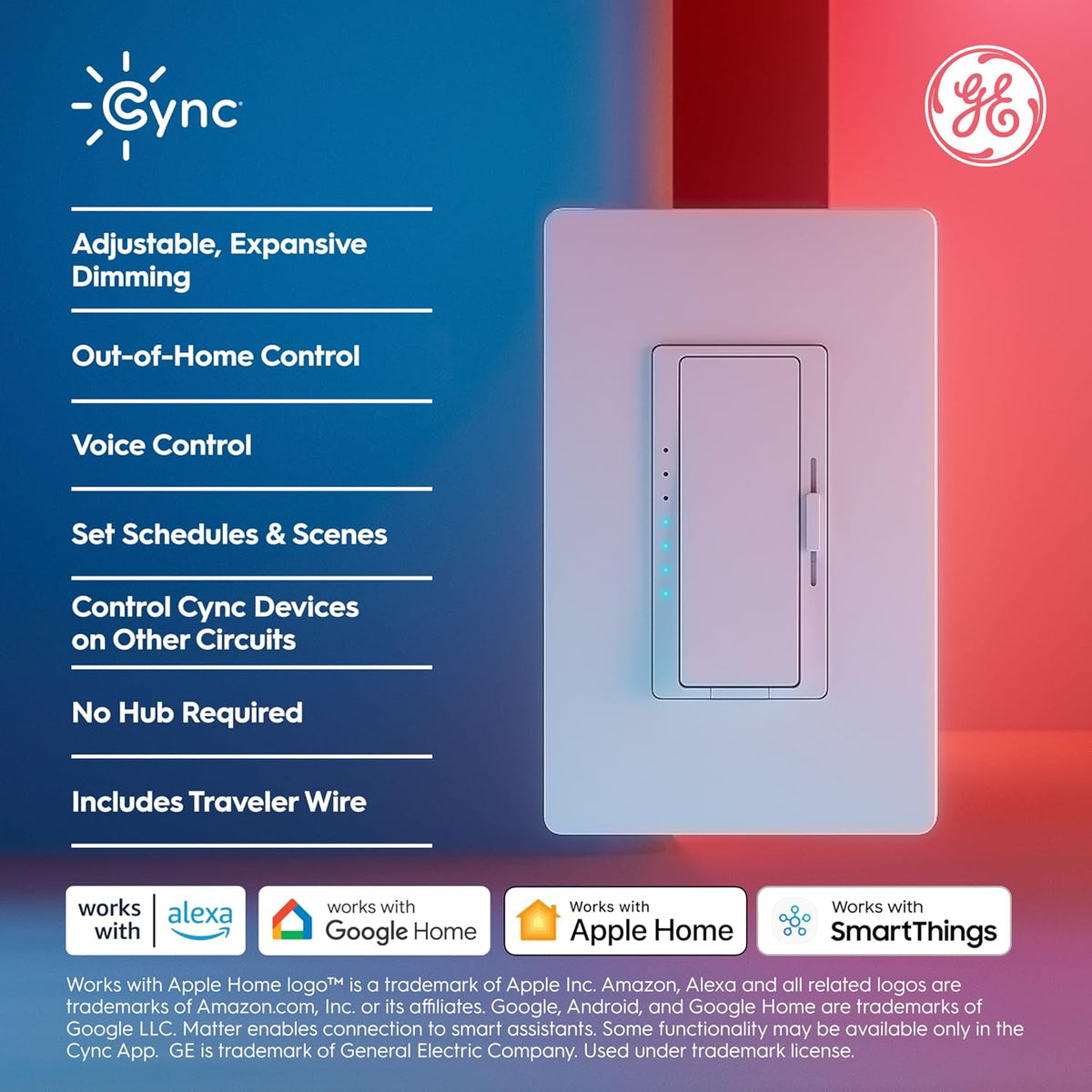 GE Cync Paddle Dimmer Smart Switch, Highly Customizable Dimmer Switch