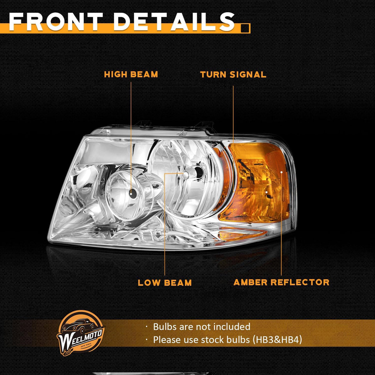 WEELMOTO Headlights Assembly for 2003 2004 2005 2006 Ford Expedition