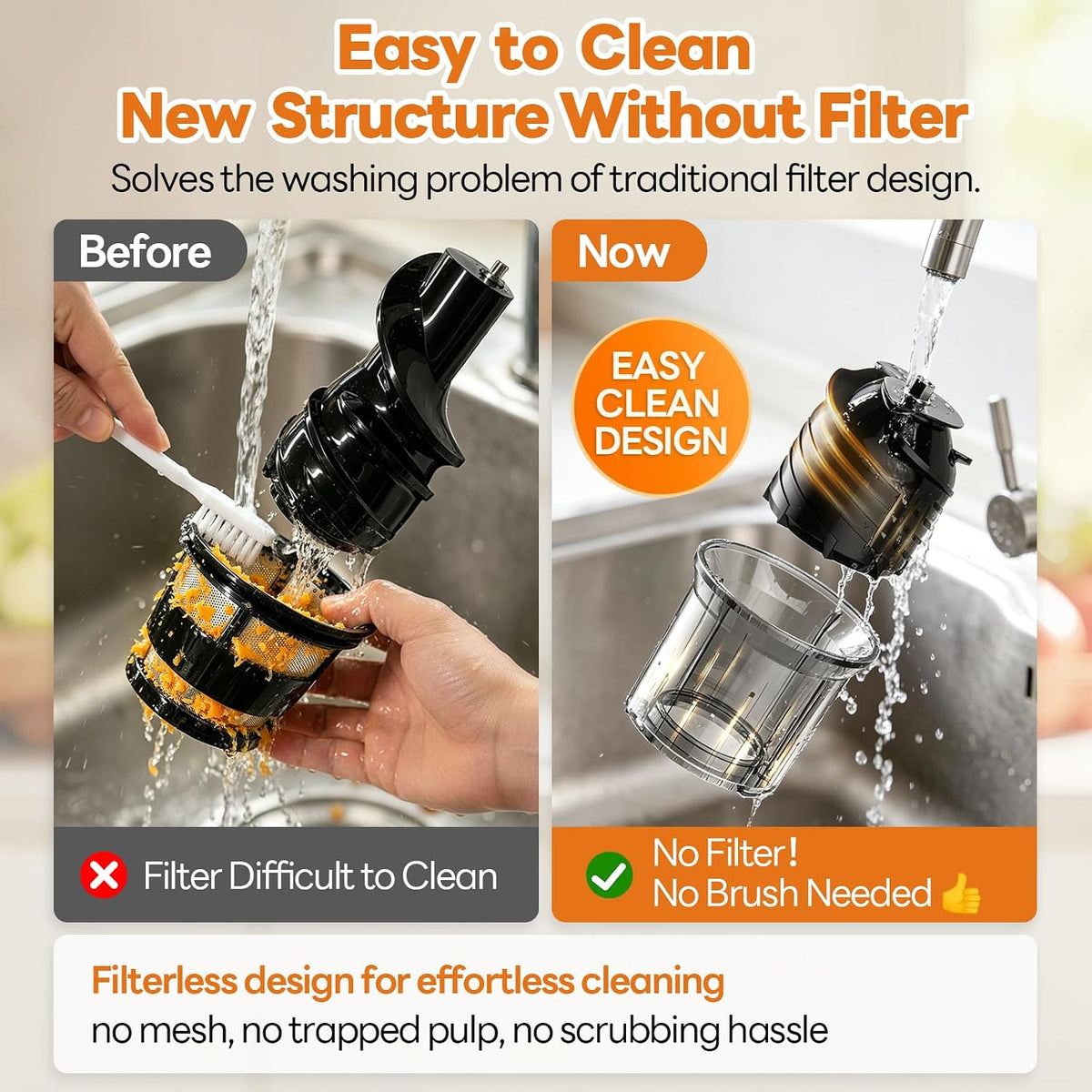 3-in-1 Juicer Machines, 6.0" Wide Mouth, Filter-Free Easy to Clean | Juice, Sorbet & Nut Milk | Cold Press Juicer for