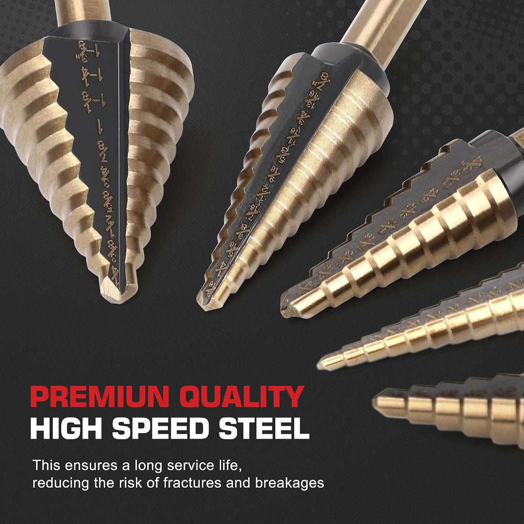 5Pcs Step Drill Bit & 5Pcs Countersink Drill Bit Set