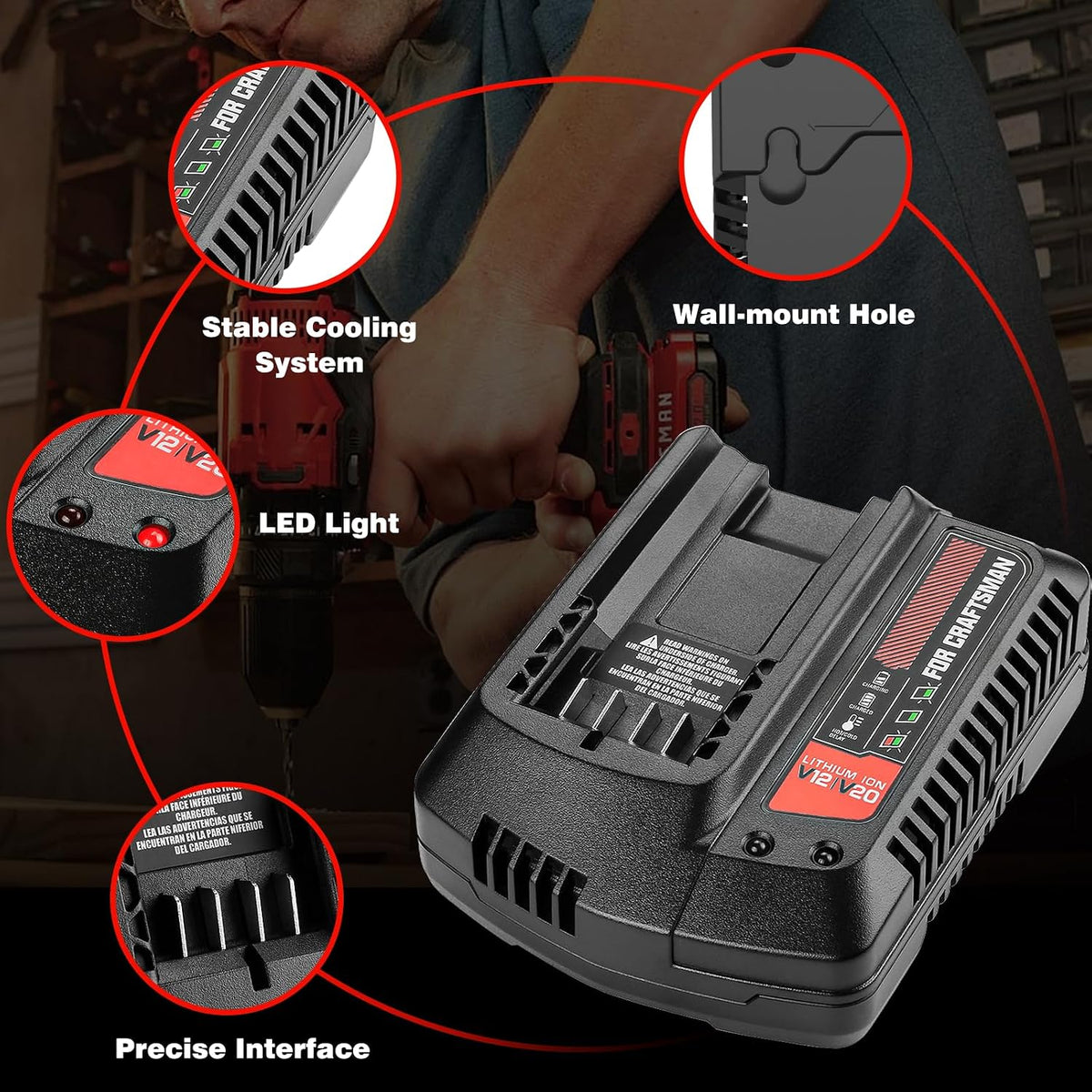 CMCB104 20V Charger Replacement for Craftsman V20 20V Battery Charger