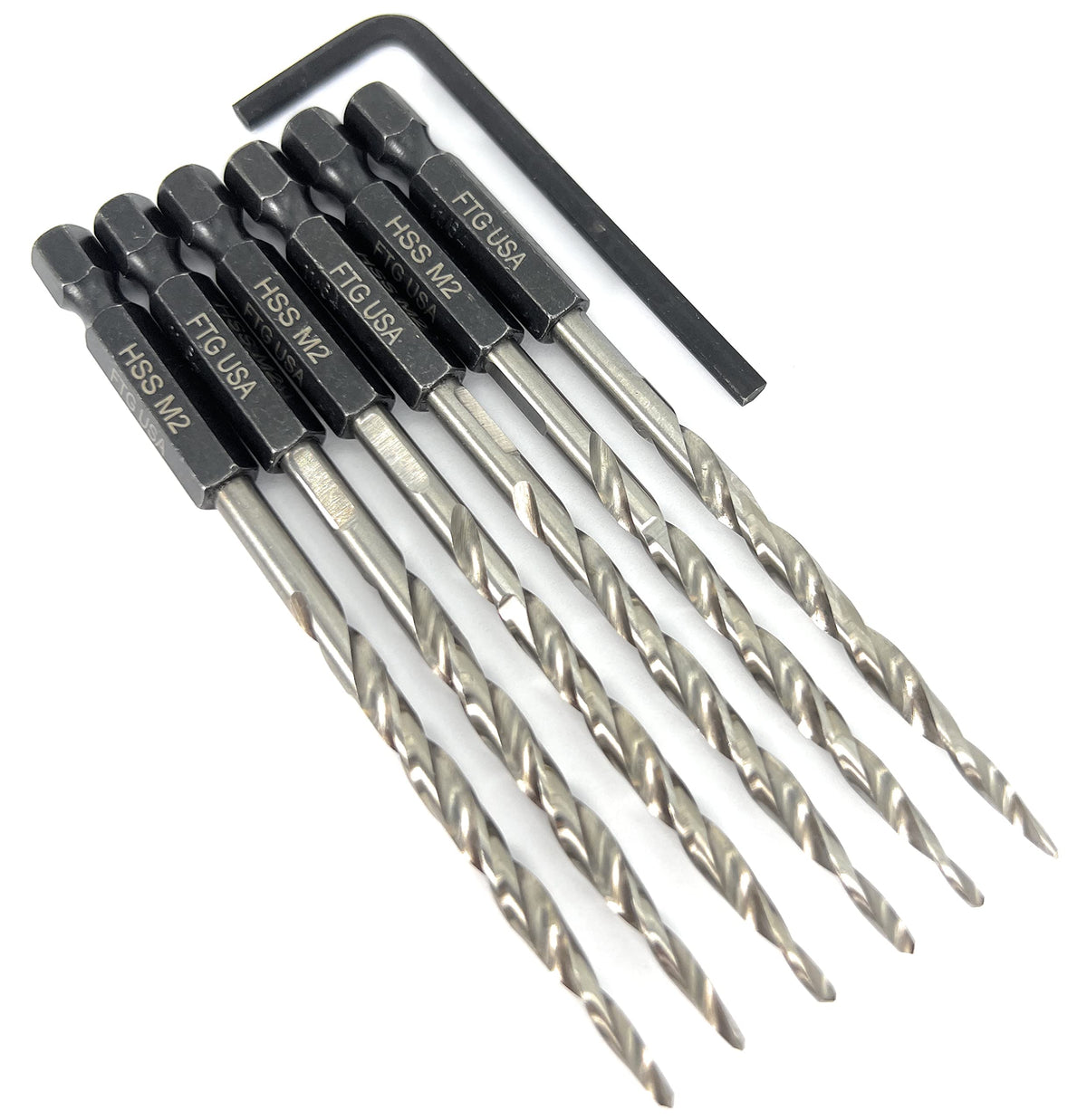FTG USA 6 Pc #10(3/16") Replacement Tapered Countersink Drill Bit Hex Shank