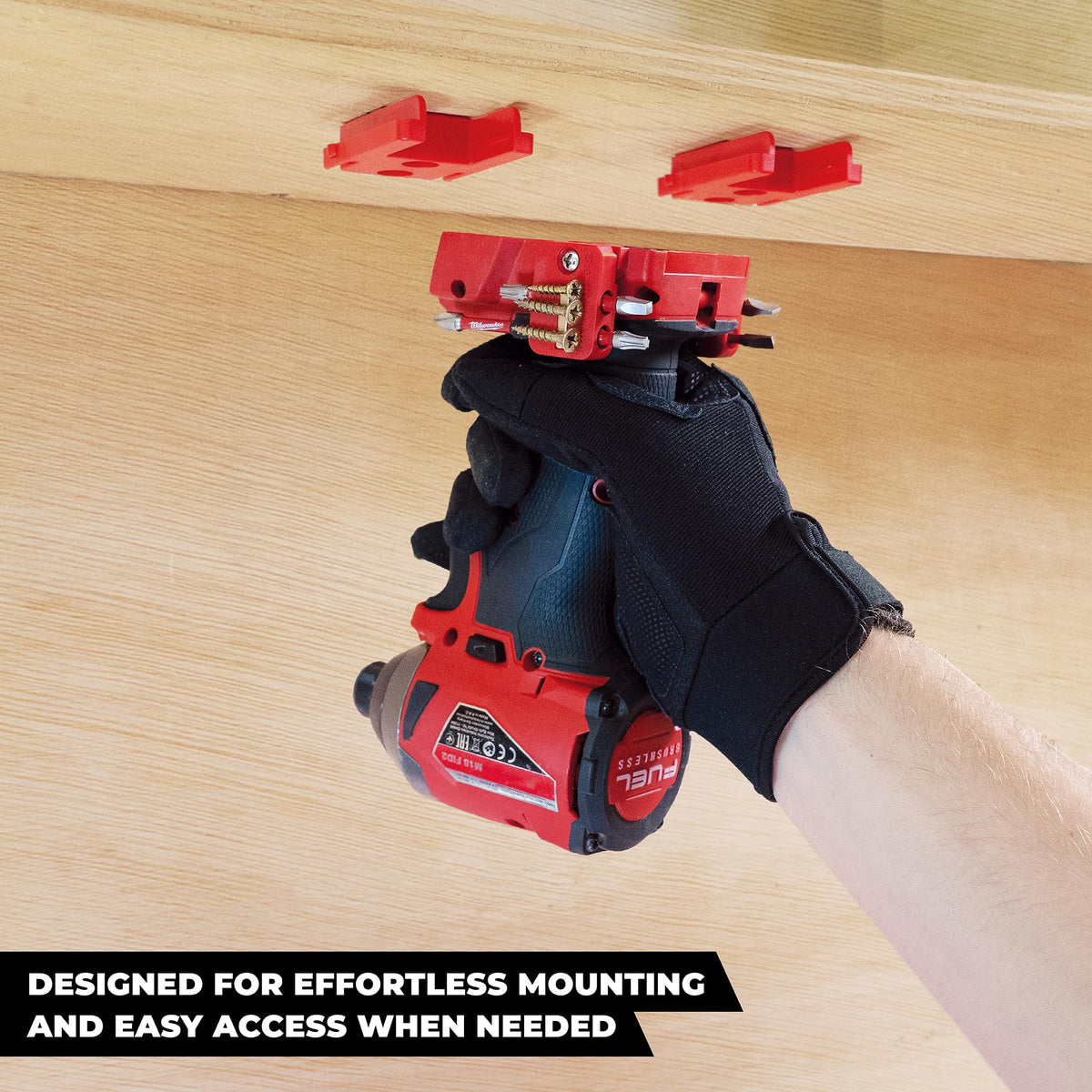 StealthMounts Tool Holder Compatible with Milwaukee M18 (4 Pack) - Black | StealthMounts Locking Tool Mounts | Made in the UK
