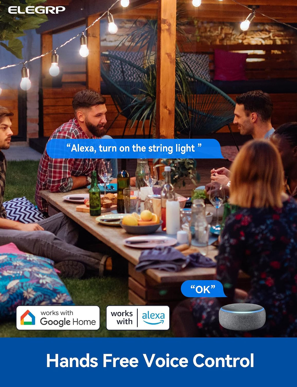PQR20 Outdoor Smart Plug Waterproof IP66, WiFi Plug with 2 Individually Sockets, Compatible with Alexa & Google