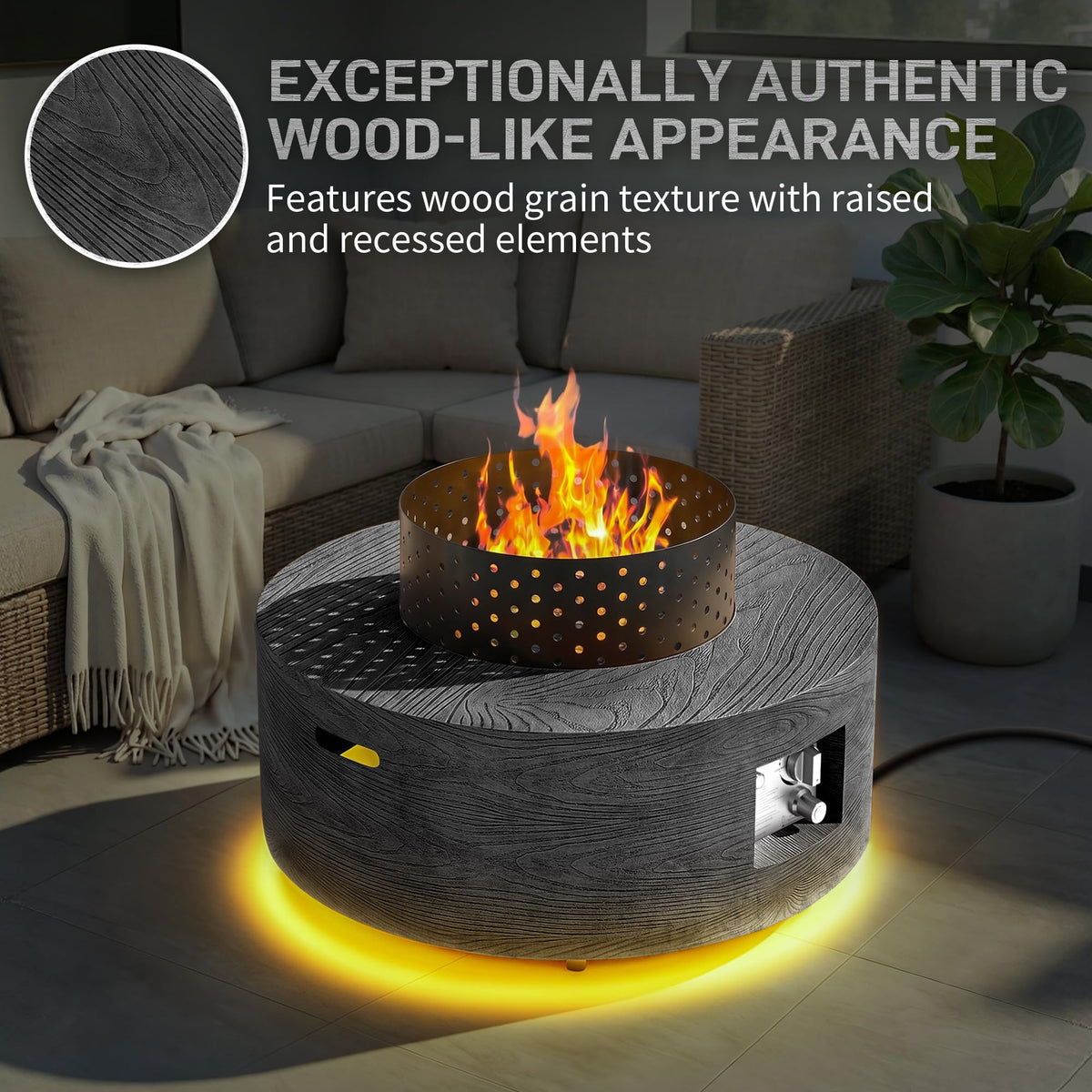 30" Round Propane Fire Pit Table Firepit Table for Outside Patio
