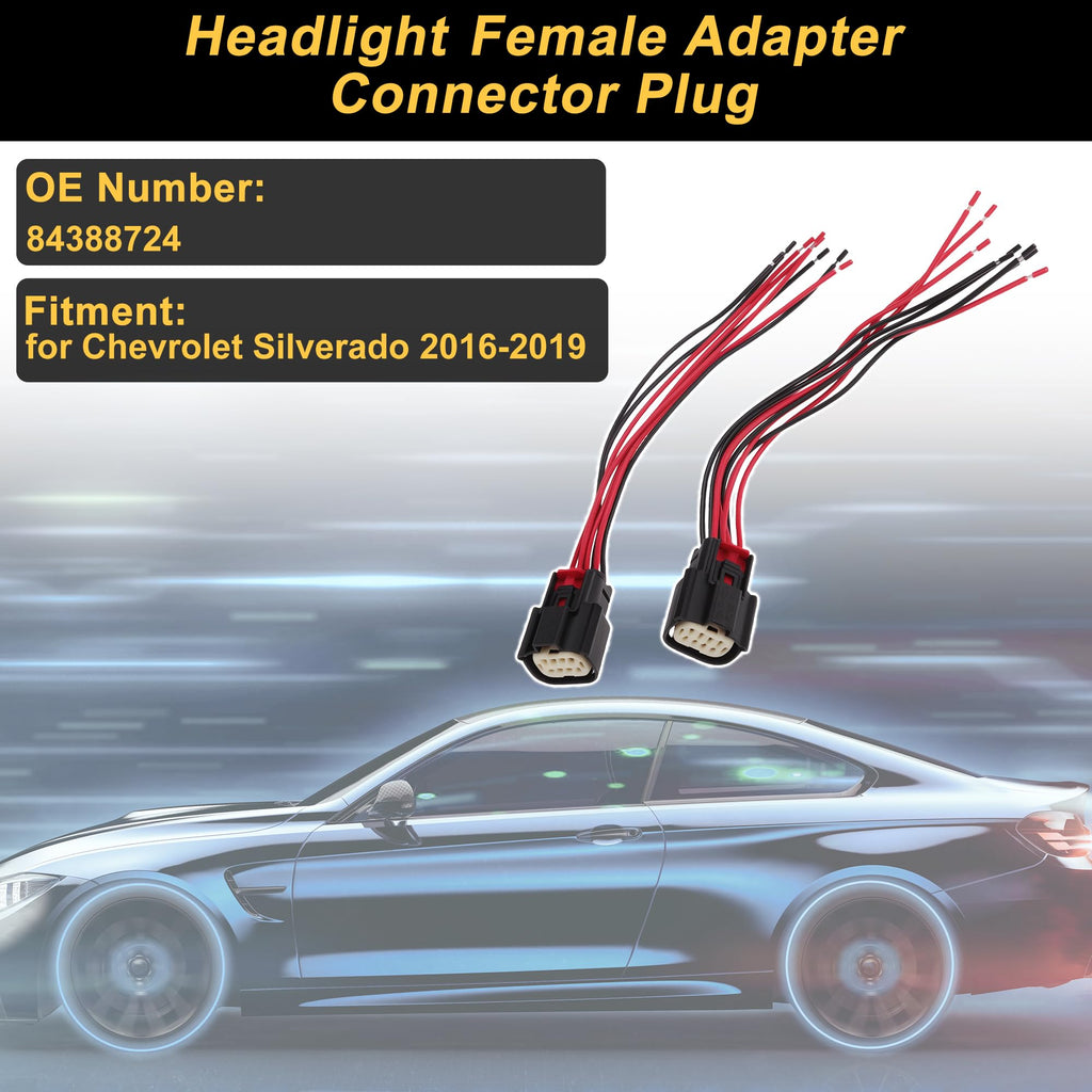 PARSLUCK Headlight Connector Plug for Chevrolet Silverado 2016-19 84388724