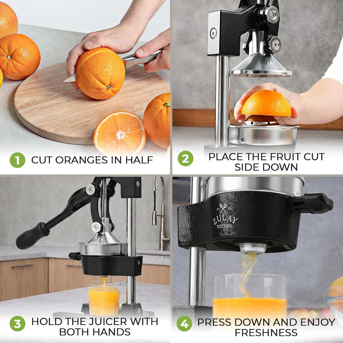 Cast Iron Juicer - Heavy Duty Orange Juicer with Detachable Strainers for Easy Cleaning, Citrus Press for Citrus