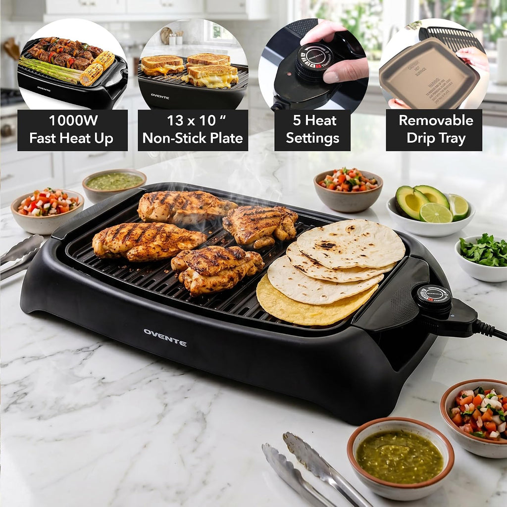 Electric Indoor Grill, 13x10 Inch Non-Stick Plate, Black GD1632NLB