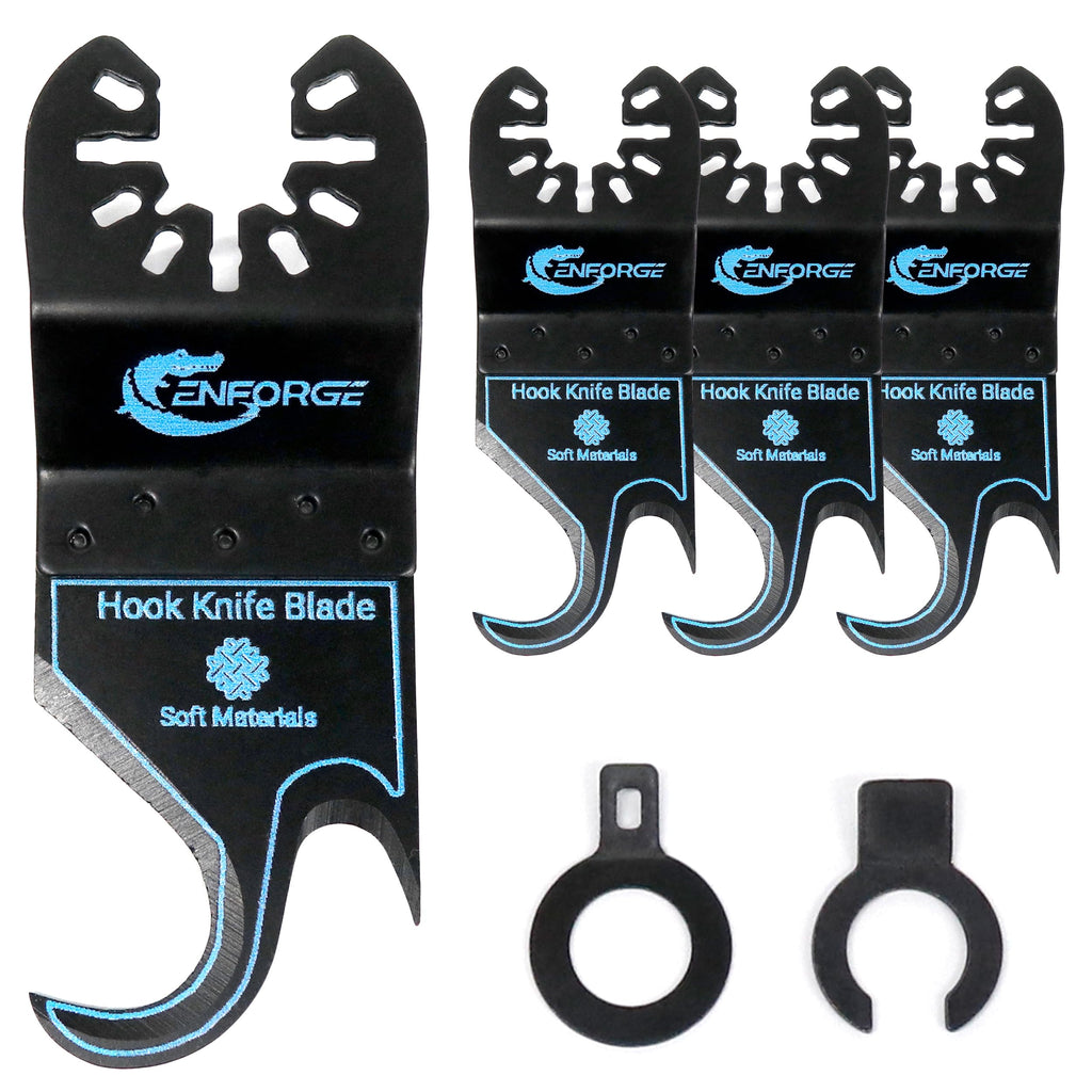 Cenforge Oscillating Multi Tool Hook Knife Blade, 4PCS Multitool Saw Blades for Cutting Soft Materials Roofing Shingles, PVC Carpet and Cardboard
