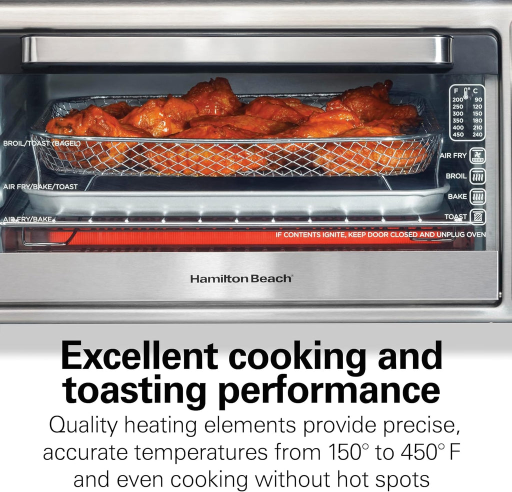 Sure-Crisp Air Fryer Toaster Oven, 6 Slice Capacity, Stainless Steel Front Panel, R31418 (Renewed)