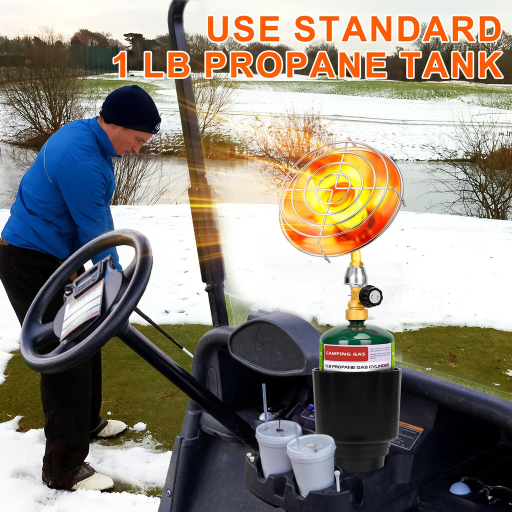 Propane Golf Cart Heater, Outdoor Propane Heater, Golf Cart Accessories, Portable Heaters for Golf Carts with Cup