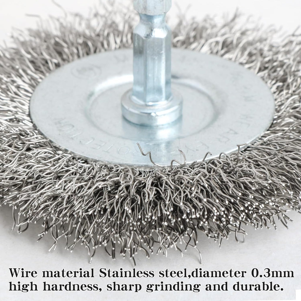 10pcs 3 Inch Stainless Steel Wire Wheel Brushes Kit for Drill with 1/4-Inch Hex Shank,Wire Wheels for Power-Operated Grinders (10)