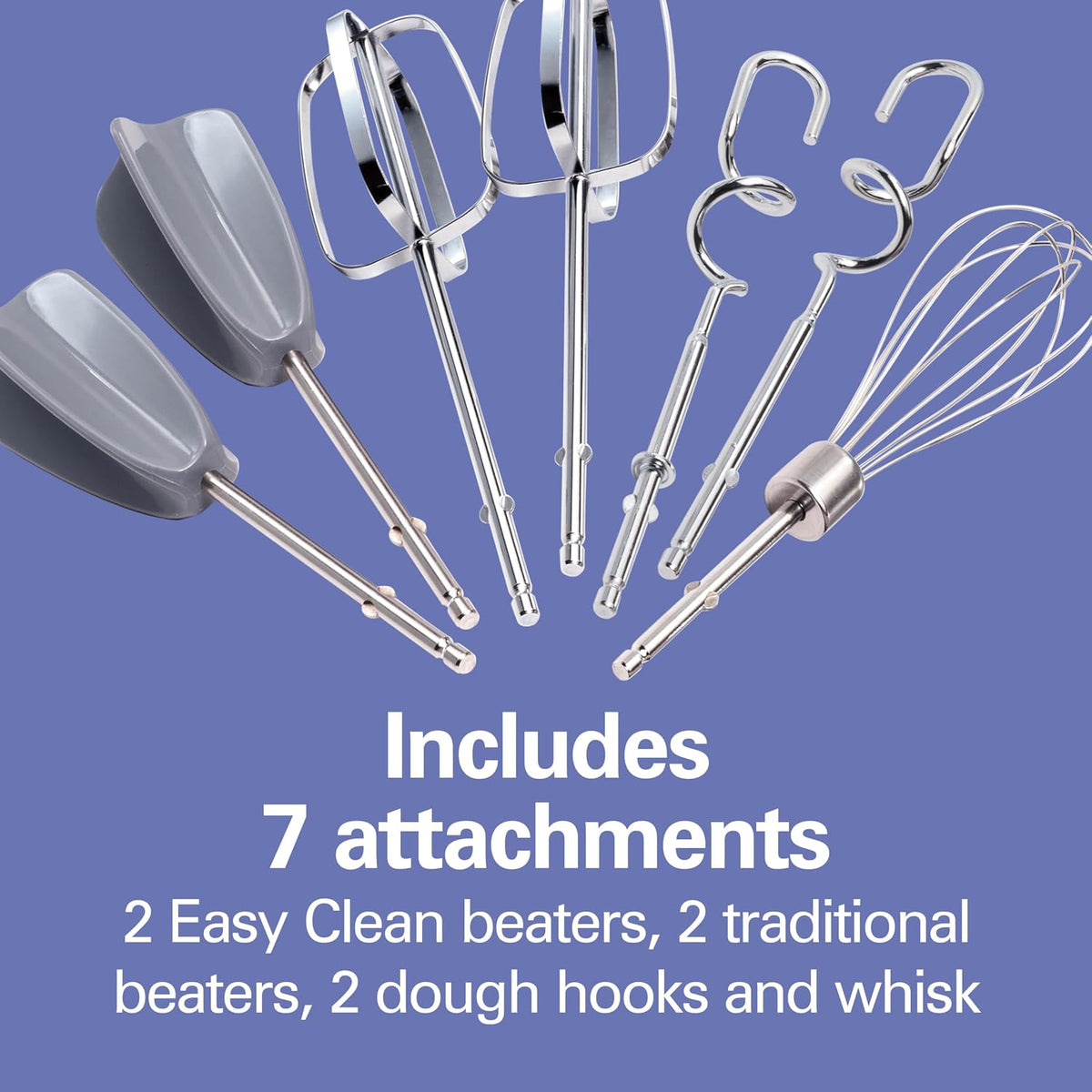 6-Speed Electric Hand Mixer With Easy Clean Beaters | Traditional Beaters | Dough Hooks | Whisk | Snap-On Storage
