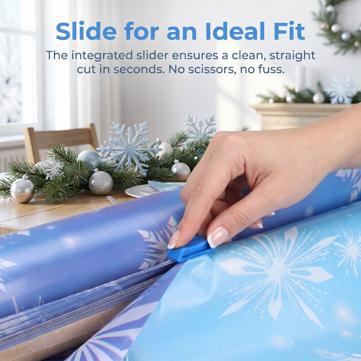 100FT x 54IN Snowflake Plastic Tablecloth Roll with Slide Cutter Box