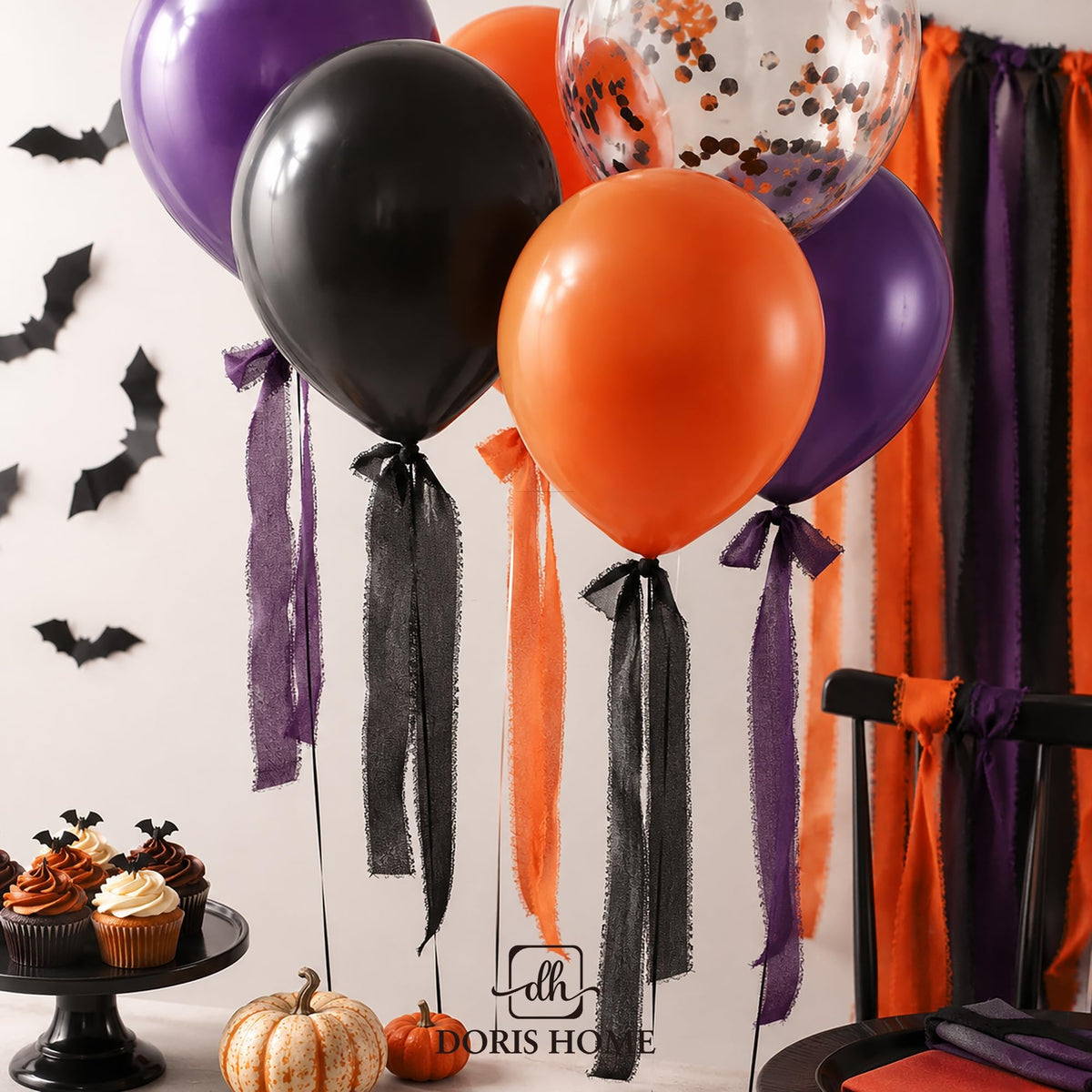 Halloween Fringe Chiffon Ribbon 1" x 21Yd Orange & Purple