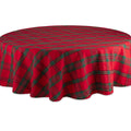 Farmhouse Christmas Plaid Dining Table & Kitchen Décor, Holiday Tablecloth, 70" Round, Red & Green