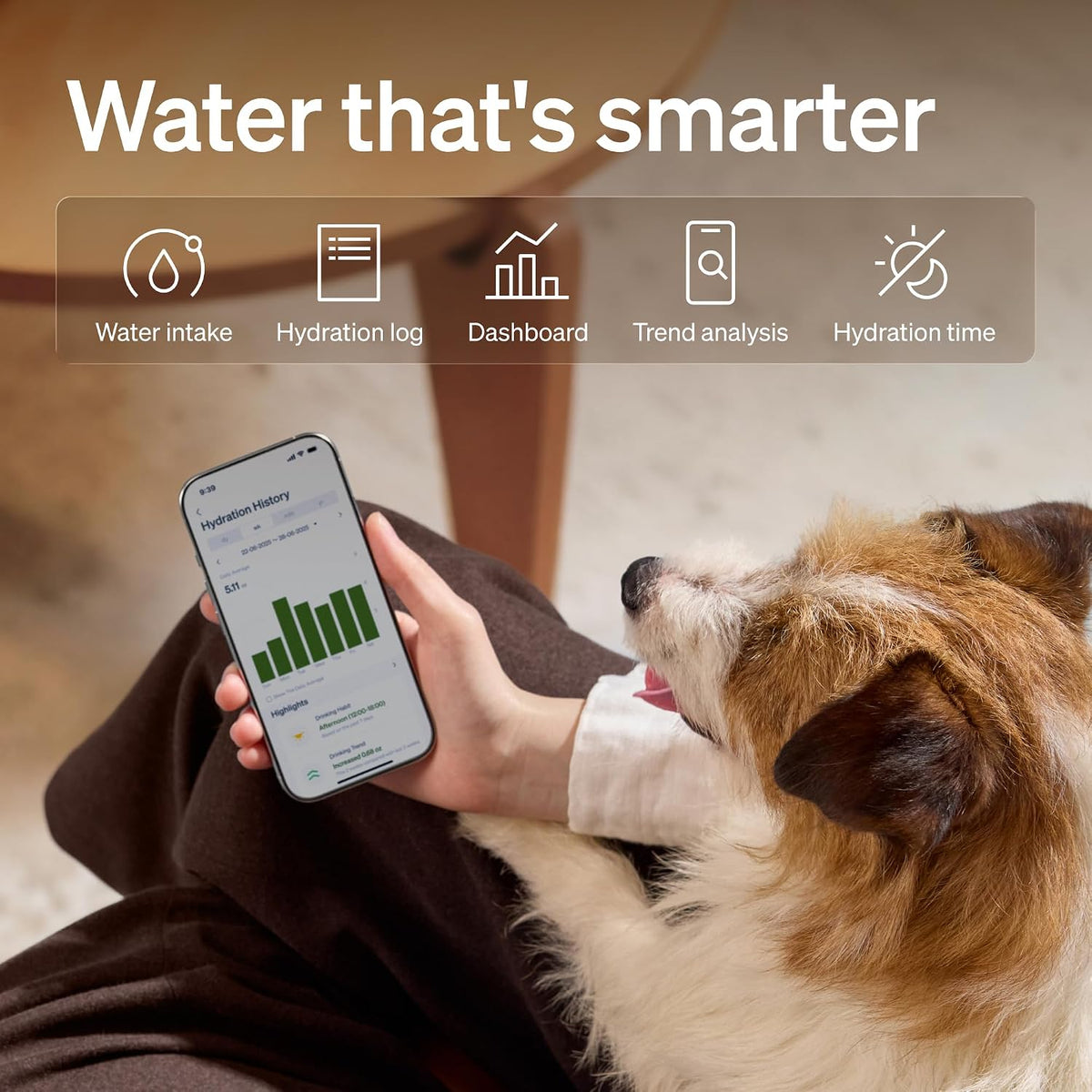 Quiet Dog Water Fountain Stainless Steel Tray, Smart Pet Water Fountain for Dogs Inside with App Monitoring, 3L Dog