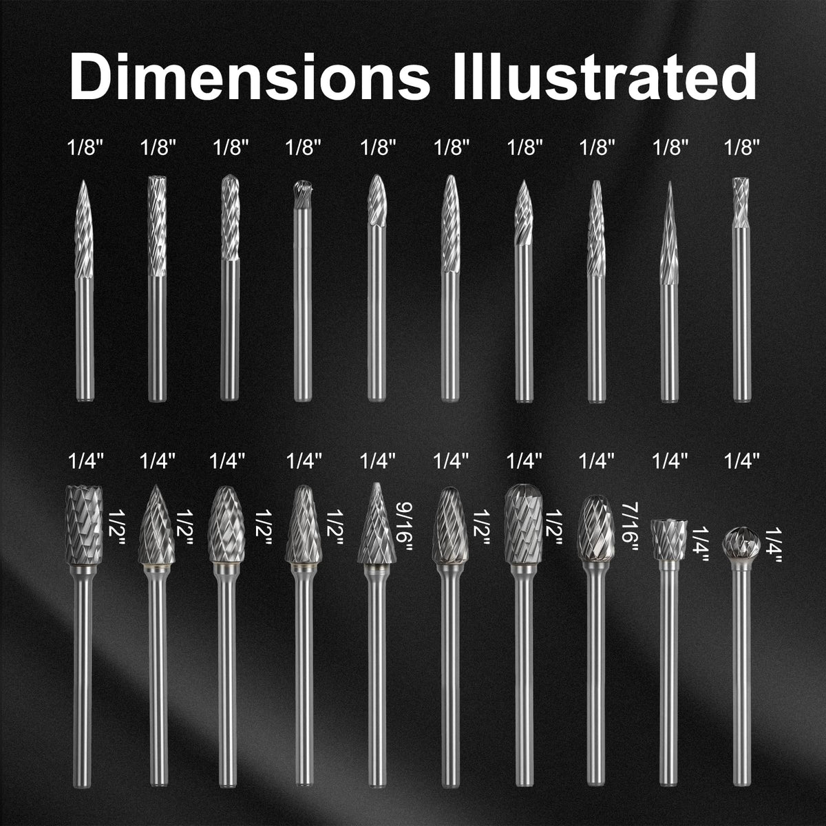 CSOOM 20 Pcs Carbide Burr Bit Set, 1/8 Inch Shank