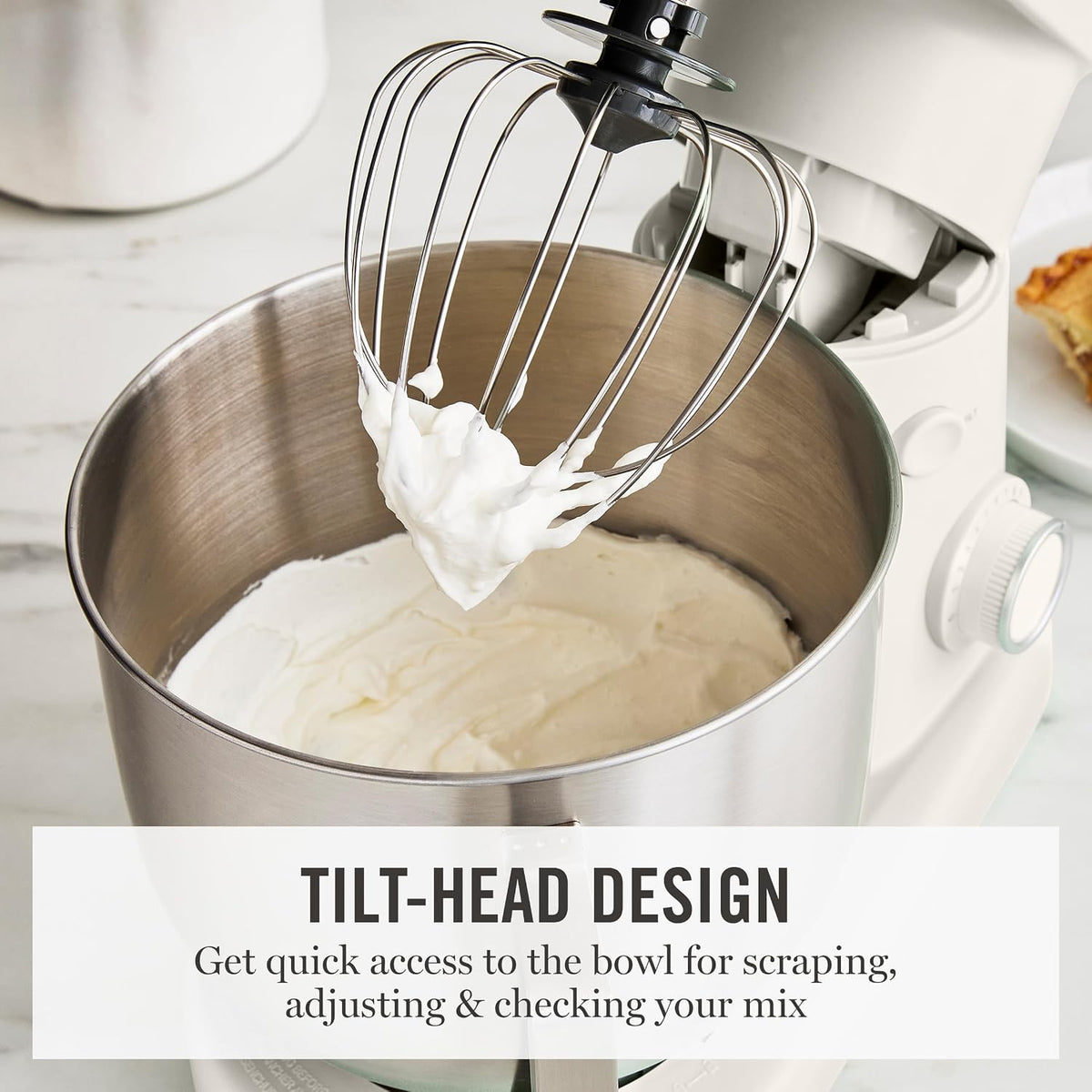5.3QT Tilt Head Stand Mixer, 12 Speeds, Stainless Steel Bowl | Dough Hook, Stainless Whisk, Beater, Removable Splash