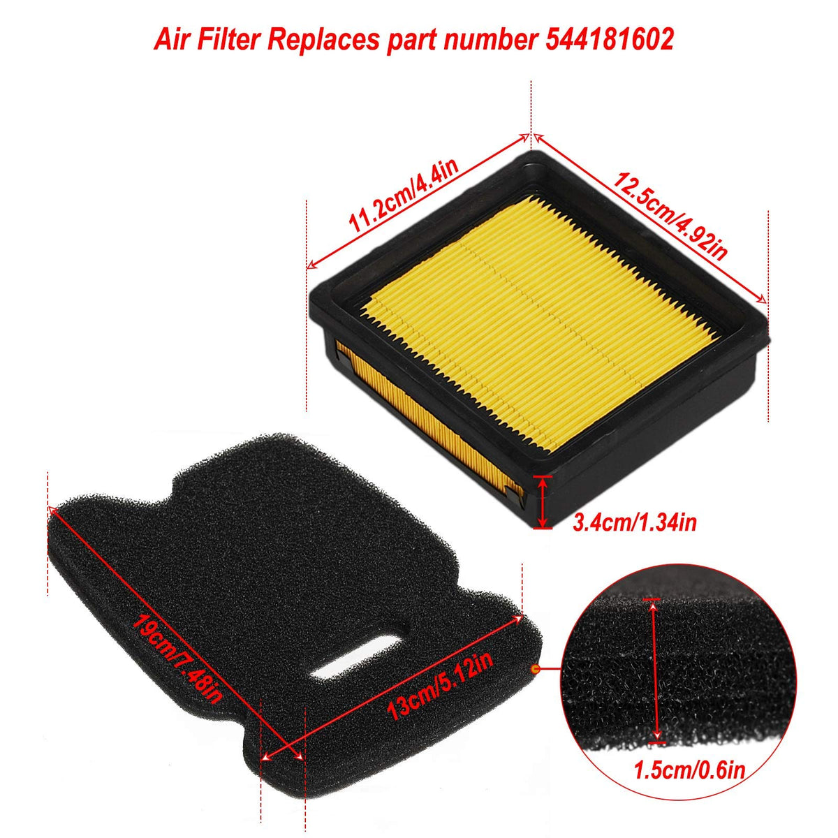 HIFROM Air Pre Inner Filter Combo Kit Compatible with Husq-varna Partner Concrete Cut Off Saw Power Cutter K750 K 750 506 36 72-01, 506 36 72-02,506 36 71-01,5063671-03 (Pack of 1)