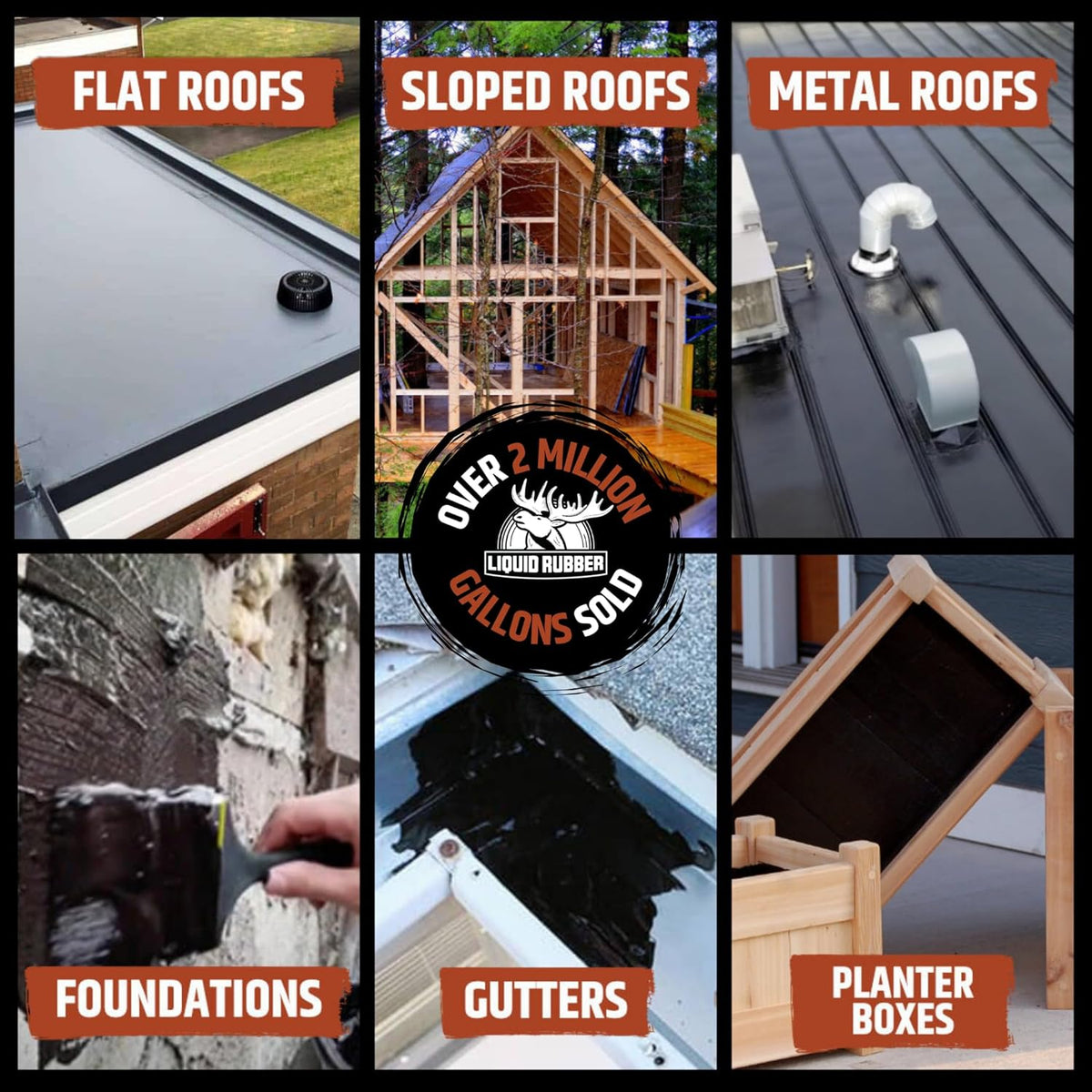 Waterproof Sealant - Roof & Gutter Coating, Black, 5 Gallon