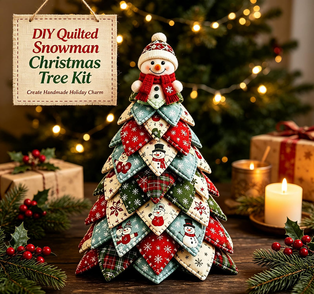 DIY Quilted Snowman Christmas Tree Sewing Kit, Patchwork Fabric Craft Set